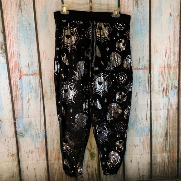 Disney Other - Disney Nightmare before Christmas PJ pants in black velour SZ M. NWOT